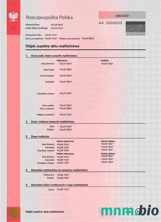 Poland akt małżeństwa PSD 1
